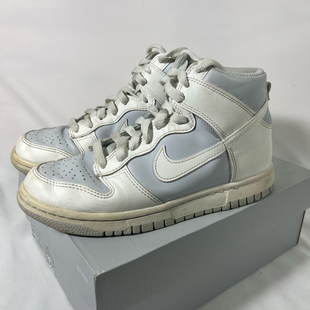 NIKE AIR FORCE 1 LE GS SNEAKERS HIGH‎ TOP YOUTH SZ 5Y WHITE/GRAY ATHLETIC TRENDY